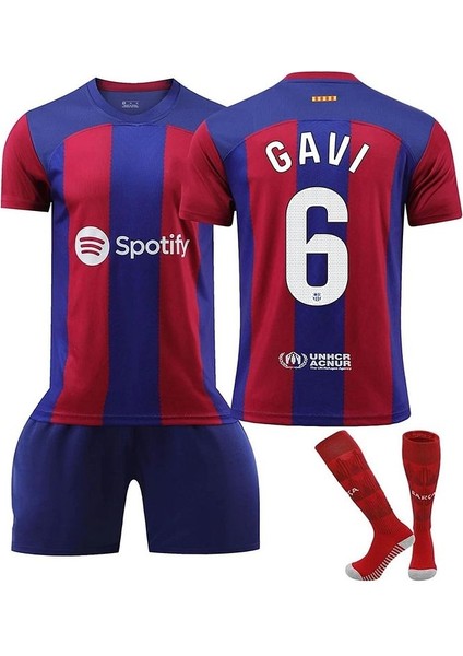 2324 Barcelona-Gavi Formaları Çocuk Futbol Antrenman Takımı (Forma Şort Çorap)