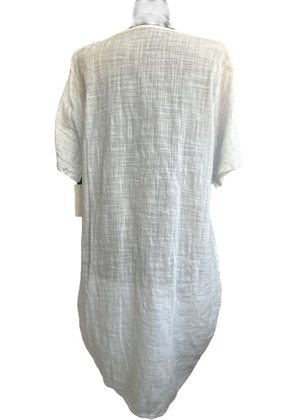 Pamuk Keten Düğme Detaylı Rahat Elbise fiyatları