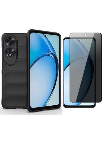Oppo A60 Kılıf Esnek TPU Oyuklu Arka Yüzey Tasarımlı Zore Etnik Silikon Kapak + Hayalet Ekran Koruyucu