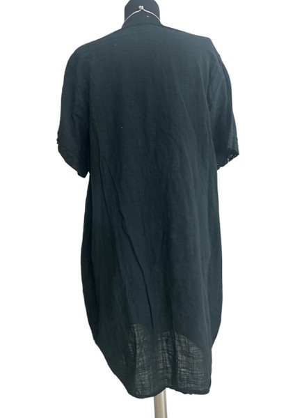 Pamuk Keten Düğme Detaylı Rahat Elbise fiyatları