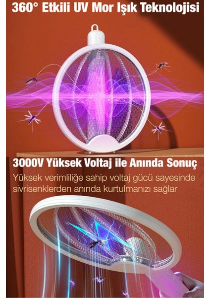 Yeni Nesil Beyaz Şarjlı Sivrisinek ve Haşere Raketi Sinek Cız Sineklik Aleti (Fly Killing) indirimleri