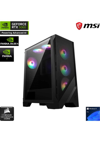 S01D RTX5000 Gaming I5 14400F 32 GB Ddr5 Ram 1 TB SSD Gen4 RTX5060 8 GB 27" 180Hz. H610 Oyuncu bilgisayarı