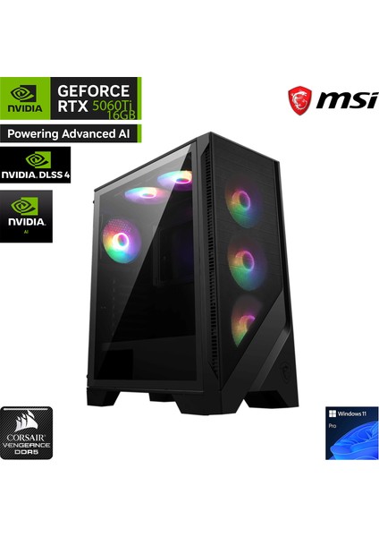 S26DKC RTX5000 Gaming I9 14900KF 32 GB Ddr5 Ram 1 TB SSD Gen4 RTX5060TI 16 GB 240MM Sıvı Soğutma B760 27" 180Hz. Oyuncu bilgisayarı