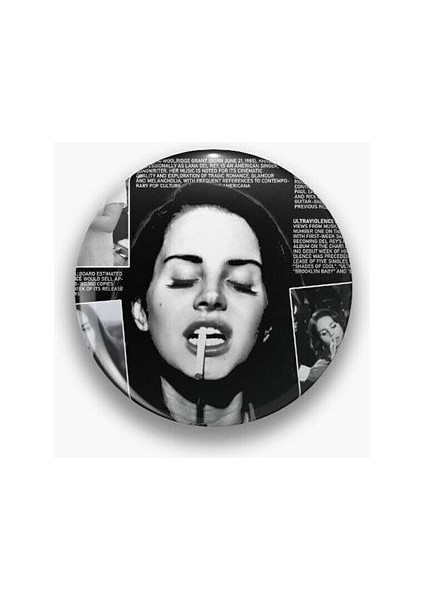 Lana Del Rey Siyah Beyaz Y2K Stil Rozet
