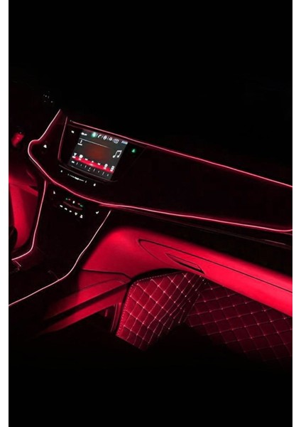 10 Adet Araç Içi Kırmızı Neon Ledi Ip LED Torpido Ledi 2 Metre Neon LED