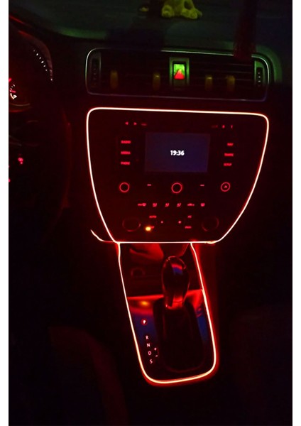 10 Adet Araç Içi Kırmızı Neon Ledi Ip LED Torpido Ledi 2 Metre Neon LED