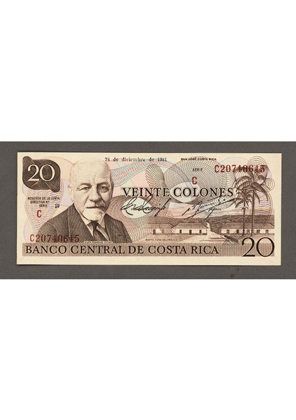 Costarıca Kostarika 20 Colones 1981 Çil Banknot fiyatları