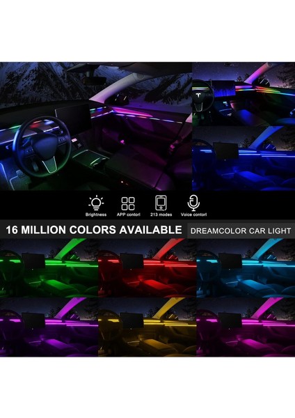 Araç Içi Ambiyans Aydınlatma Sistemi 18 In 1 Rgb LED Bluetooth Destekli - Müzik ve Ses Duyarlı indirimleri