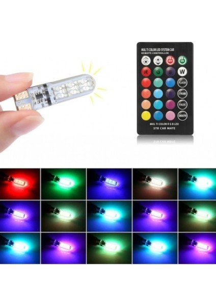 10 Adet Park Ampulü Rgb T10 Park Ampulü Renk Değiştiren Kumandalı