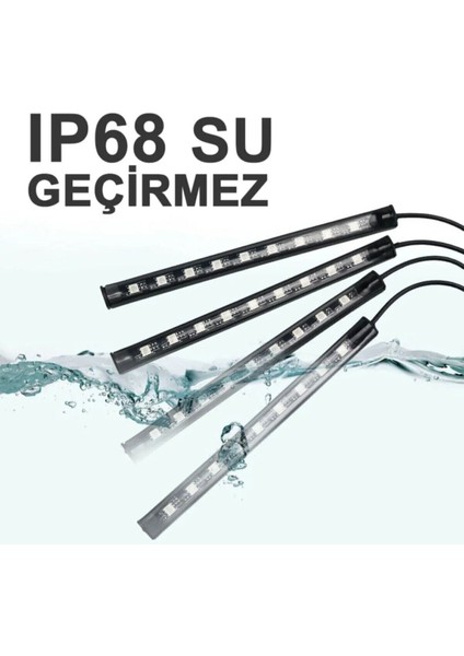 Araç Içi Ayak Altı Sese Duyarlı Rgb Şerit LED Aydınlatma 12 LED