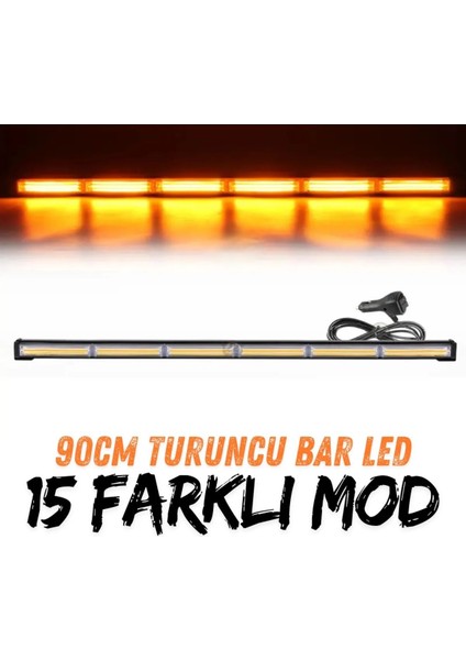 Turuncu Tepe Çakar Bar LED 90CM 12-24V Off Road Çekici Traktör Ikaz Lambası Çakar 17 Modlu