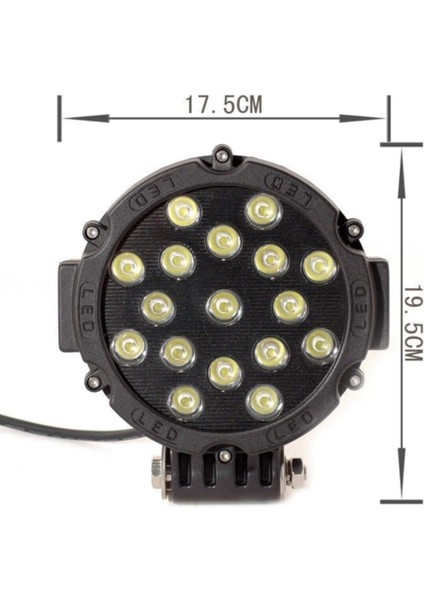 LED Lamba Spot 17 LED 170X40MM Siyah Gövde Off Road Sis