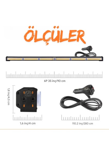 Turuncu Tepe Çakar Bar LED 90CM 12-24V Off Road Çekici Traktör Ikaz Lambası Çakar 17 Modlu modelleri