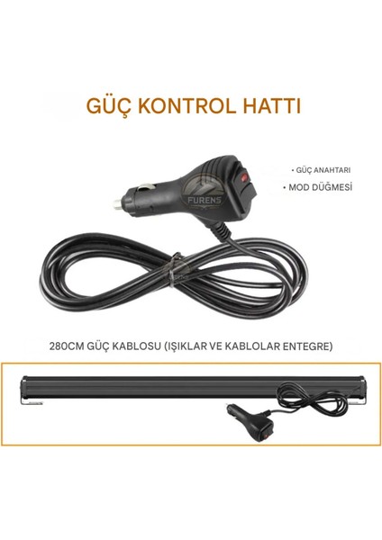 Turuncu Tepe Çakar Bar LED 90CM 12-24V Off Road Çekici Traktör Ikaz Lambası Çakar 17 Modlu fırsatları