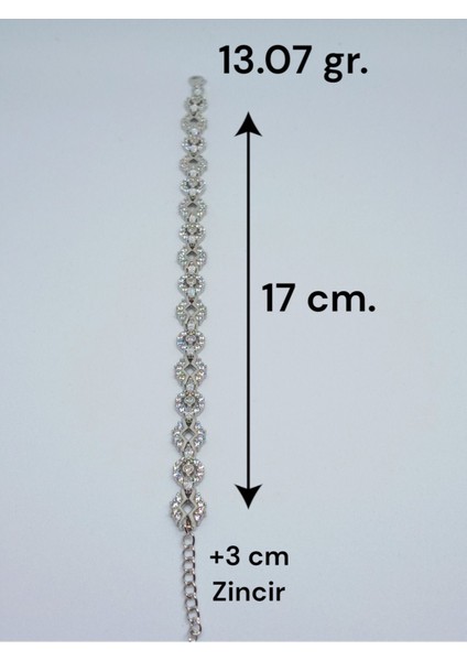 Çiçek ve Geometrik Motifli Parlak Zirkon Taşlı 925 Ayar Gümüş Kadın Bileklik fırsatları