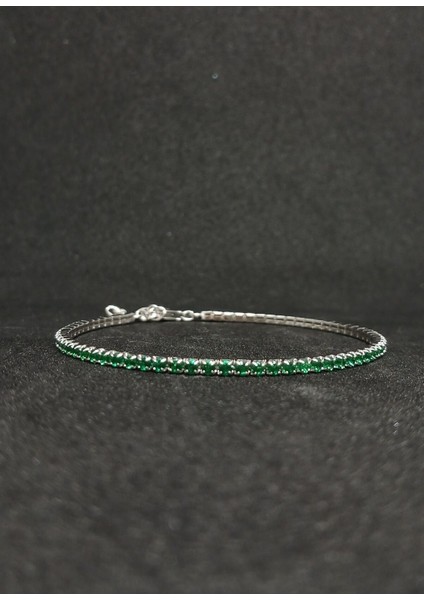925 Ayar Gümüş Yeşil Taşlı Su Yolu Bileklik - Şık ve Günlük Kullanıma Uygun fiyatları