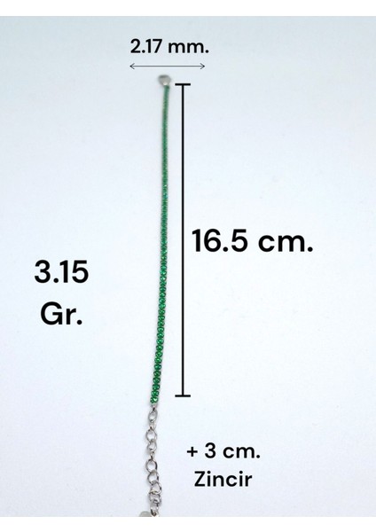 925 Ayar Gümüş Yeşil Taşlı Su Yolu Bileklik - Şık ve Günlük Kullanıma Uygun modelleri