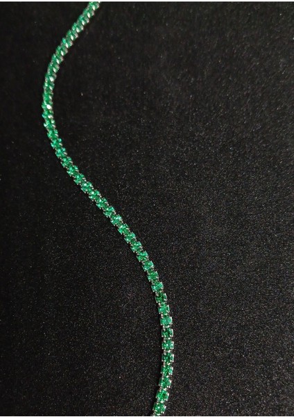 925 Ayar Gümüş Yeşil Taşlı Su Yolu Bileklik - Şık ve Günlük Kullanıma Uygun fırsatları