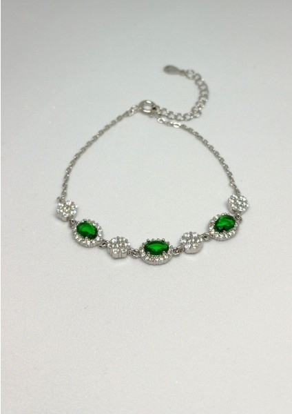 925 Ayar Gümüş Çiçekli Renkli Taşlı Kadın Bileklik – Zarif ve Şık Tasarım