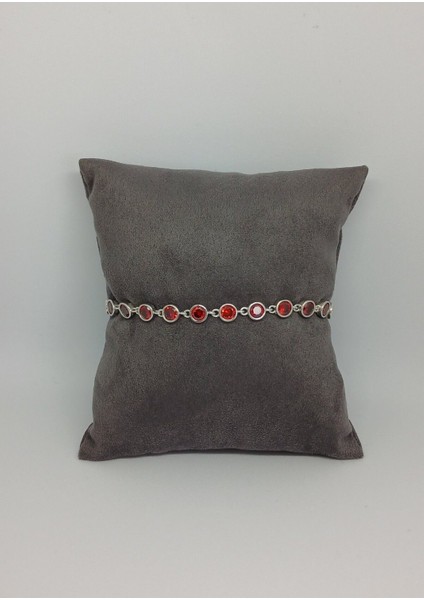 Kırmızı Taşlı 925 Ayar Gümüş Bileklik - Zarif ve Şık Takı, Hediyelik fiyatları