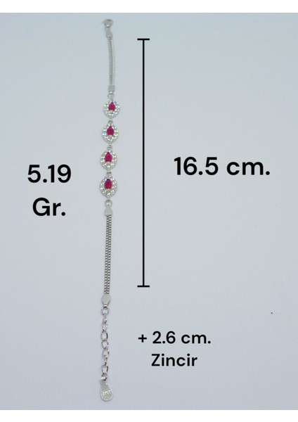 Arpa Kesim Koyu Pembe Taşlı Gümüş Bileklik - Şık ve Zarif Takı modelleri