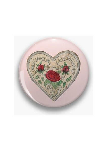 Vintage Temalı Kalpli Gül Rozet