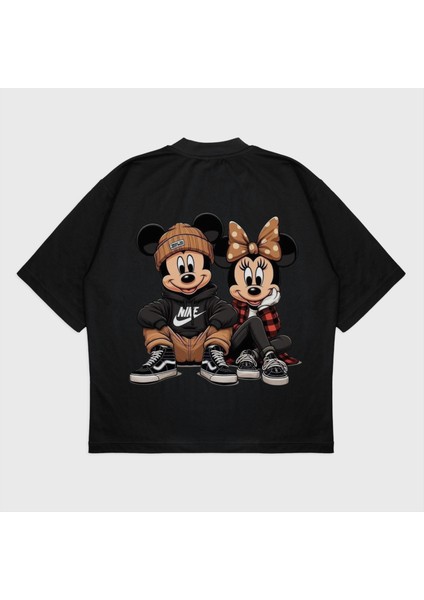 Oversize 'mouse Street Couple' Baskılı T-Shırt