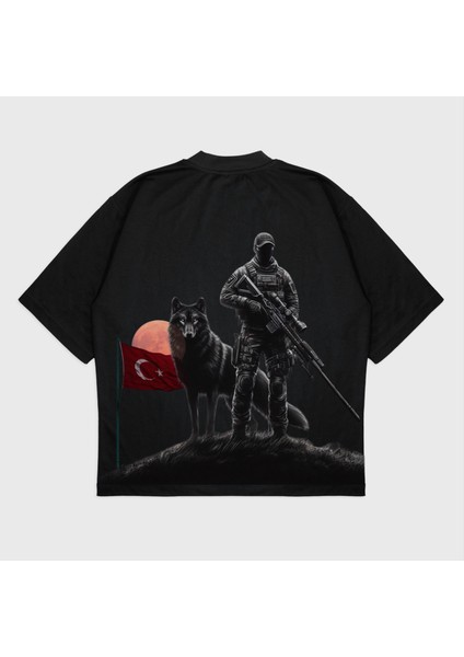 Oversize 'güç' Baskılı T-Shırt