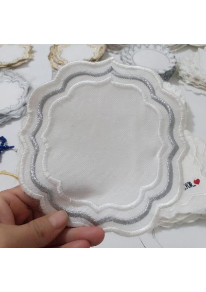 6 Adet Kenar Çizgili Kahve Sunum Mendili, Servis Peçetesi