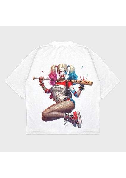 Oversize 'harley Quinn' Baskılı T-Shırt