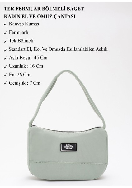 Yeşil U11 Kanvas Kumaş, Tek Bölmeli ,Fermuarlı, Askılı Baget Model El, Kol Ve Omuz Çantası modelleri