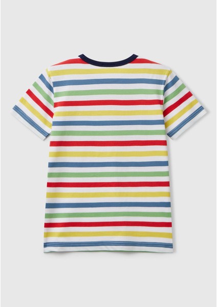 Erkek Çocuk Renkli Mix Çizgili Önü Logo Işlemeli T-Shirt fiyatları