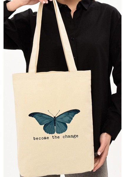 Kanvas Become The Change Baskılı Bez Çanta fiyatları