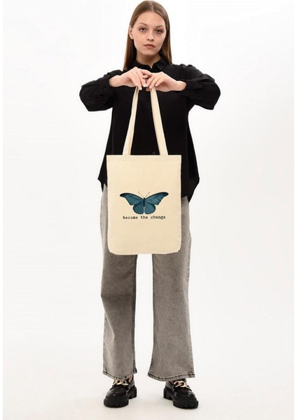 Kanvas Become The Change Baskılı Bez Çanta indirimleri