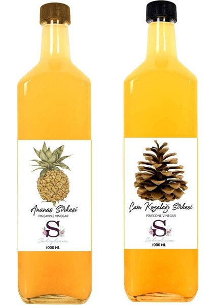 Doğal Ananas Sirkesi 1000 ml - Doğal Çam Kozalağı Sirkesi 1000 ml