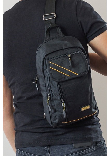 Çapraz Sırt Omuz Göğüs Su Geçirmez Askılı Unisex Siyah Çanta 4926