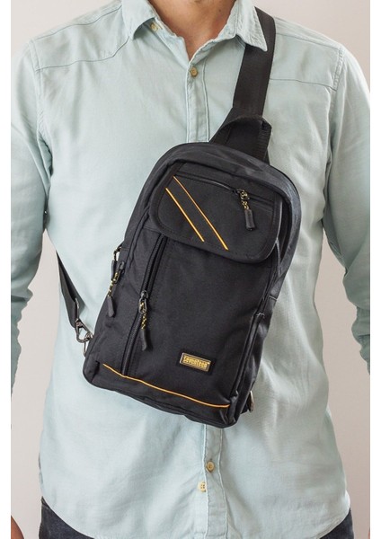 Çapraz Sırt Omuz Göğüs Su Geçirmez Askılı Unisex Siyah Çanta 4926 fiyatları