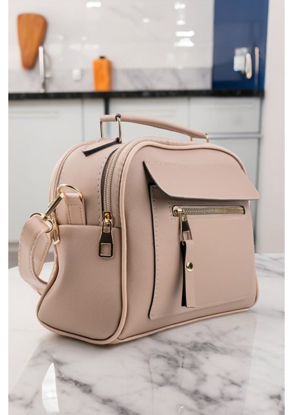 Kadın Vizon Lacost Deri 3 Bölmeli Ayarlanabilir Askılı El Ve Omuz Çantası