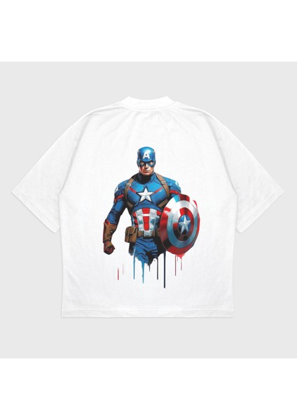 Oversize 'captain America' Baskılı T-Shırt