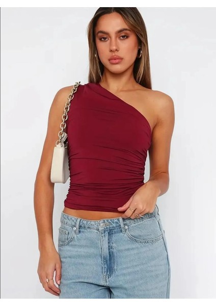 Tek Omuz Detaylı Büzgülü Bluz fiyatları