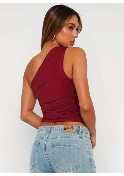 Tek Omuz Detaylı Büzgülü Bluz modelleri