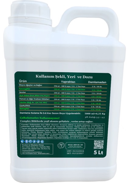 Complex- 5lt ve Bor-8 5lt Domates, Biber, Patlıcan, Hıyar İçin Mikro Elementli Organik Gübre