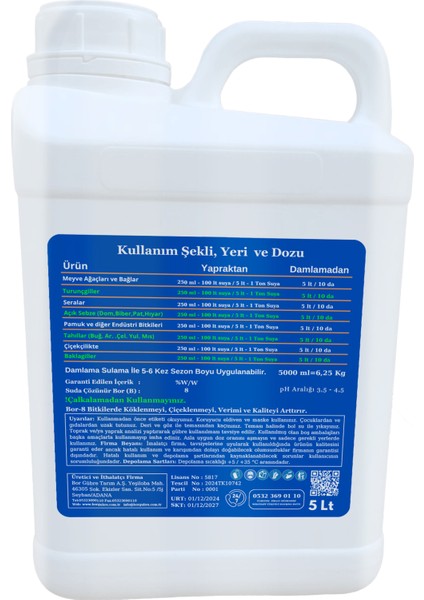 Complex- 5lt ve Bor-8 5lt Domates, Biber, Patlıcan, Hıyar İçin Mikro Elementli Organik Gübre