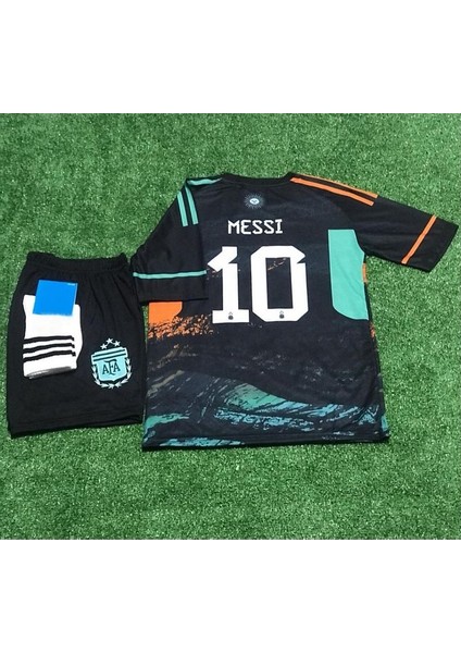 Arjantin 2023/24 Yeni Sezon Lionel Messi Özel Çocuk Forması Şort Çorap 3'lü Set