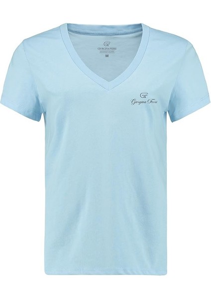 Premium Kadın Ess Logo V Yaka Tee T-Shirt Irina