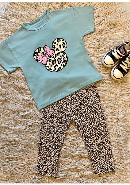 Mikili Tshirt Leopar Tayt 2 Li Takım