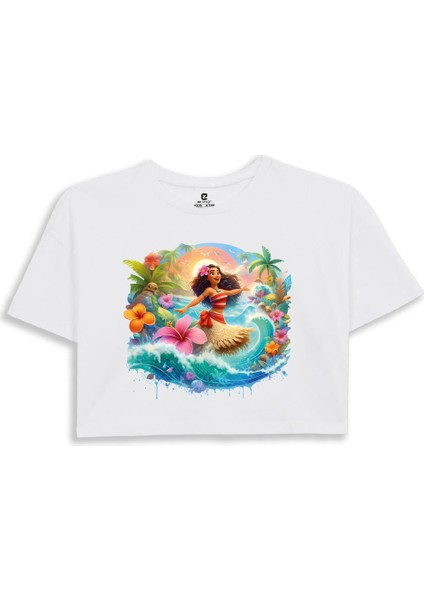 Moana Baskılı Çocuk Crop Tshirt