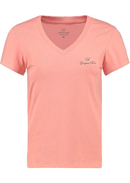 Premium Kadın Ess Logo V Yaka Tee T-Shirt Irina