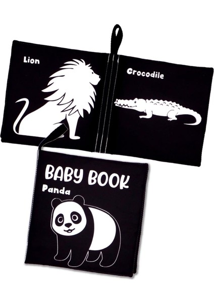 Ingilizce Siyah Beyaz Vahşi Hayvanlar Kumaş Sessiz Kitap E497 - Bez Kitap , Eğitici Oyuncak , Yumuşak ve Hışırtılı modelleri