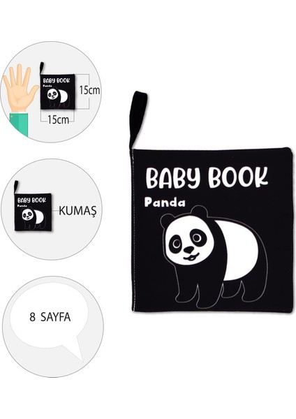 Ingilizce Siyah Beyaz Vahşi Hayvanlar Kumaş Sessiz Kitap E497 - Bez Kitap , Eğitici Oyuncak , Yumuşak ve Hışırtılı fırsatları